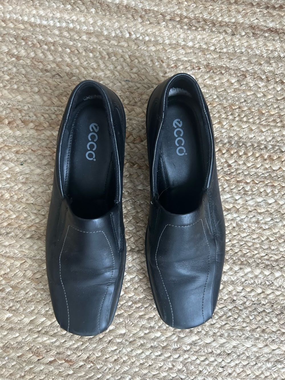 ECCO Black Leather Slip-On Shoes